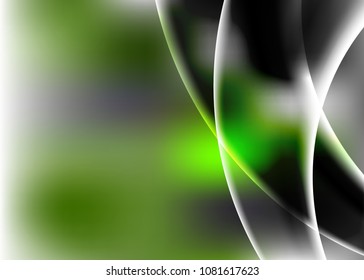 Green abstract template for card or banner. Metal Background with waves and reflections. Business background, silver, illustration. Illustration of abstract background with a metallic element