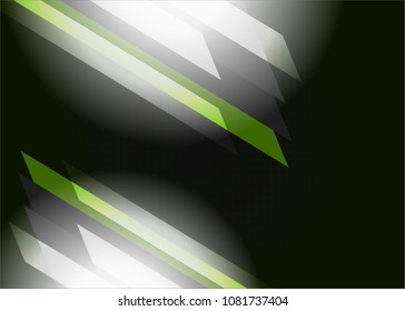 Green abstract template for card or banner. Metal Background with waves and reflections. Business background, silver, illustration. Illustration of abstract background with a metallic element