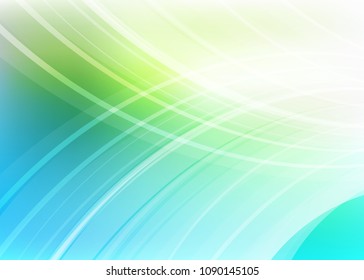 Green abstract template for card or banner. Metal Background with waves and reflections. Business background, silver, illustration. Illustration of abstract background with a metallic element