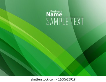 Green abstract template for card or banner. Metal Background with waves and reflections. Business background, silver, illustration. Illustration of abstract background with a metallic element