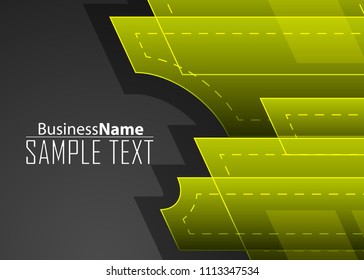 Green abstract template for card or banner. Metal Background with waves and reflections. Business background, silver, illustration. Illustration of abstract background with a metallic element
