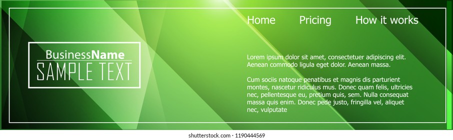 Green abstract template for card or banner. Metal Background with waves and reflections. Business background, silver, illustration. Illustration of abstract background with a metallic element