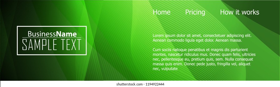 Green abstract template for card or banner. Metal Background with waves and reflections. Business background, silver, illustration. Illustration of abstract background with a metallic element