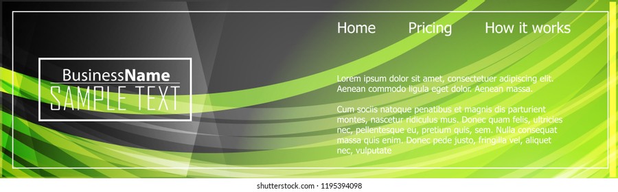 Green abstract template for card or banner. Metal Background with waves and reflections. Business background, silver, illustration. Illustration of abstract background with a metallic element