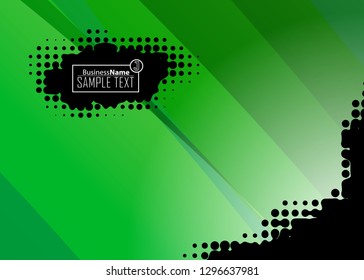 Green abstract template for card or banner. Metal Background with waves and reflections. Business background, silver, illustration. Illustration of abstract background with a metallic element