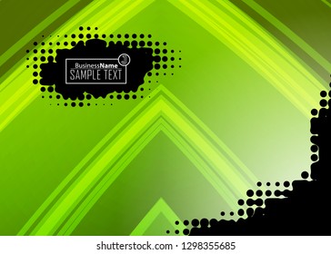 Green abstract template for card or banner. Metal Background with waves and reflections. Business background, silver, illustration. Illustration of abstract background with a metallic element
