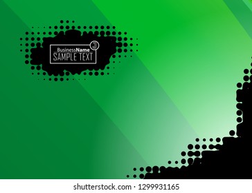 Green abstract template for card or banner. Metal Background with waves and reflections. Business background, silver, illustration. Illustration of abstract background with a metallic element
