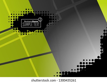 Green abstract template for card or banner. Metal Background with waves and reflections. Business background, silver, illustration. Illustration of abstract background with a metallic element