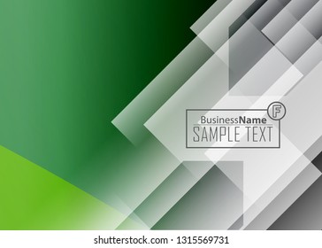Green abstract template for card or banner. Metal Background with waves and reflections. Business background, silver, illustration. Illustration of abstract background with a metallic element