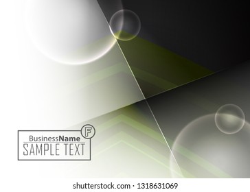 Green abstract template for card or banner. Metal Background with waves and reflections. Business background, silver, illustration. Illustration of abstract background with a metallic element