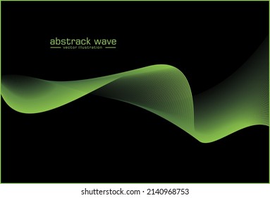 Green abstract template for card or banner. Metal Background with waves and reflections. abstract blue wavy background with gold line wave, can be used for banner sale, wallpaper, for, brochure, 
