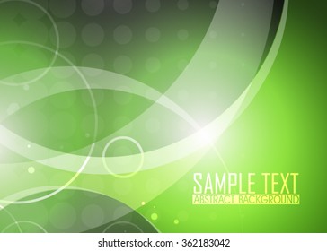 Green abstract template for card or banner. Metal Background with waves and reflections. Business background, silver, illustration. Illustration of abstract background with a metallic element. Vector
