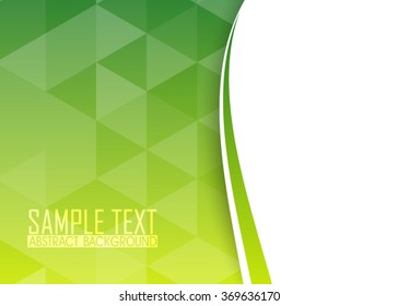 Green abstract template for card or banner. Background with waves and reflections. Business background, illustration. Illustration of abstract background with a element. Simple shapes for workflow
