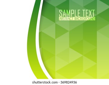 Green abstract template for card or banner. Background with waves and reflections. Business background, illustration. Illustration of abstract background with a element. Simple shapes for workflow