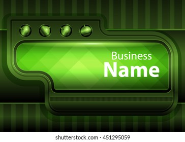 Green abstract template for card or banner. Metal Background with waves and reflections. Business background, silver, illustration. Illustration of abstract background with a metallic element