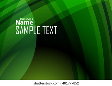 Green abstract template for card or banner. Metal Background with waves and reflections. Business background, silver, illustration. Illustration of abstract background with a metallic element