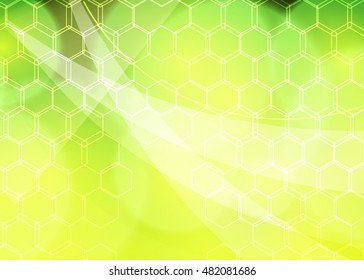 Green abstract template for card or banner. Metal Background with waves and reflections. Business background, silver, illustration. Illustration of abstract background with a metallic element