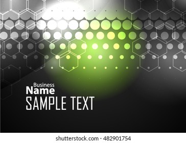 Green abstract template for card or banner. Metal Background with waves and reflections. Business background, silver, illustration. Illustration of abstract background with a metallic element