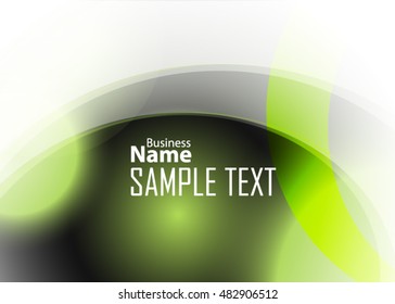 Green abstract template for card or banner. Metal Background with waves and reflections. Business background, silver, illustration. Illustration of abstract background with a metallic element
