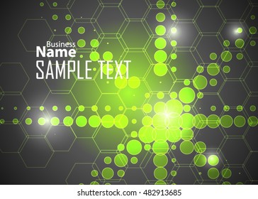 Green abstract template for card or banner. Metal Background with waves and reflections. Business background, silver, illustration. Illustration of abstract background with a metallic element