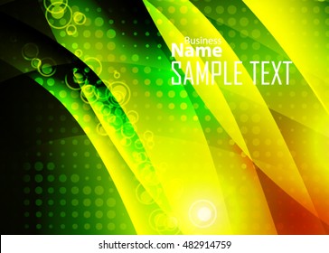 Green abstract template for card or banner. Metal Background with waves and reflections. Business background, silver, illustration. Illustration of abstract background with a metallic element