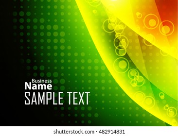 Green abstract template for card or banner. Metal Background with waves and reflections. Business background, silver, illustration. Illustration of abstract background with a metallic element