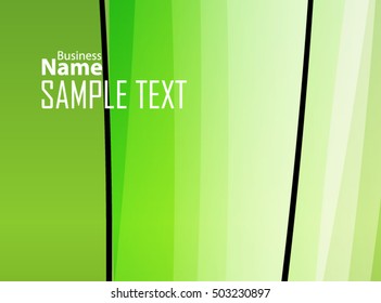 Green abstract template for card or banner. Metal Background with waves and reflections