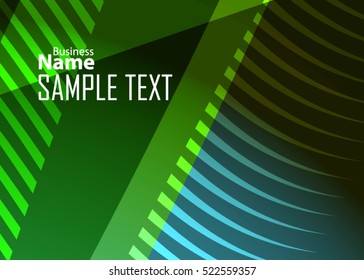 Green abstract template for card or banner. Metal Background with waves and reflections. Business background, silver, illustration. Illustration of abstract background with a metallic element