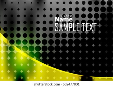 Green abstract template for card or banner. Metal Background with waves and reflections. Business background, Illustration of abstract background with a metallic element