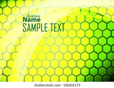 Green abstract template for card or banner. Metal Background with waves and reflections. Business background, Illustration of abstract background with a metallic element