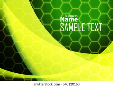 Green abstract template for card or banner. Metal Background with waves and reflections. Business background, silver, illustration. Illustration of abstract background with a metallic element
