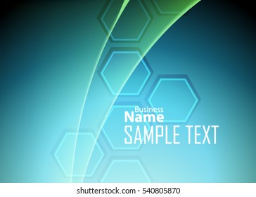 Green abstract template for card or banner. Metal Background with waves and reflections. Business background, silver, illustration. Illustration of abstract background with a metallic element