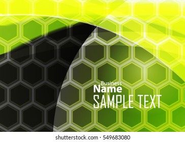 Green abstract template for card or banner. Metal Background with waves and reflections. Business background, Illustration of abstract background with a metallic element