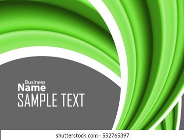 Green abstract template for card or banner. Metal Background with waves and reflections. Business background, silver, illustration. Illustration of abstract background with a metallic element