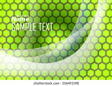 Green abstract template for card or banner. Metal Background with waves and reflections. Business background, silver, illustration. Illustration of abstract background with a metallic element