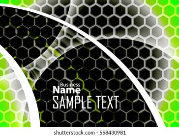 Green abstract template for card or banner. Metal Background with waves and reflections. Business background, silver, illustration. Illustration of abstract background with a metallic element