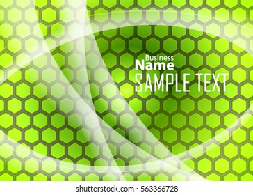 Green abstract template for card or banner. Metal Background with waves and reflections. Business background, silver, illustration. Illustration of abstract background with a metallic element