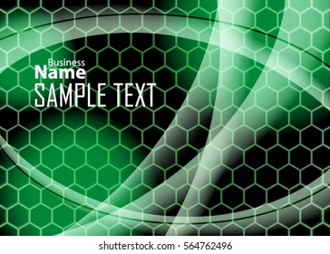 Green abstract template for card or banner. Metal Background with waves and reflections. Business background, silver, illustration. Illustration of abstract background with a metallic element