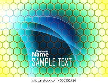 Green abstract template for card or banner. Metal Background with waves and reflections. Business background, silver, illustration. Illustration of abstract background with a metallic element