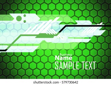 Green abstract template for card or banner. Metal Background with waves and reflections. Business background, silver, illustration. Illustration of abstract background with a metallic element