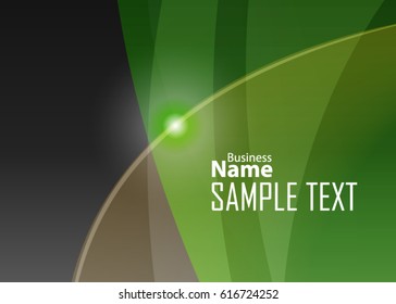 Green abstract template for card or banner. Metal Background with waves and reflections. Business background, silver, illustration. Illustration of abstract background with a metallic element