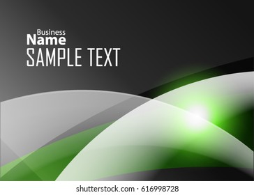 Green abstract template for card or banner. Metal Background with waves and reflections. Business background, silver, illustration. Illustration of abstract background with a metallic element