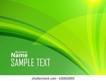 Green abstract template for card or banner. Metal Background with waves and reflections. Business background, silver, illustration. Illustration of abstract background with a metallic element