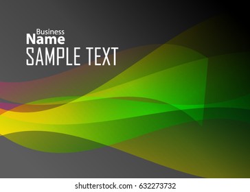 Green abstract template for card or banner. Metal Background with waves and reflections. Business background, silver, illustration. Illustration of abstract background with a metallic element