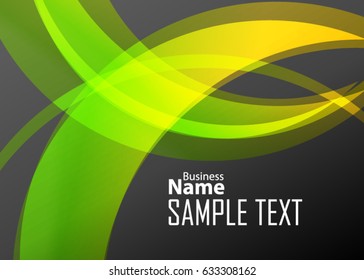 Green abstract template for card or banner. Metal Background with waves and reflections. Business background, silver, illustration. Illustration of abstract background with a metallic element