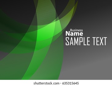 Green abstract template for card or banner. Metal Background with waves and reflections. Business background, silver, illustration. Illustration of abstract background with a metallic element