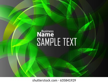 Green abstract template for card or banner. Metal Background with waves and reflections. Business background, silver, illustration. Illustration of abstract background with a metallic element
