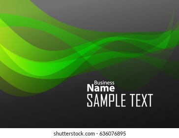 Green abstract template for card or banner. Metal Background with waves and reflections. Business background, silver, illustration. Illustration of abstract background with a metallic element