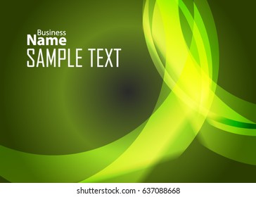Green abstract template for card or banner. Metal Background with waves and reflections. Business background, silver, illustration. Illustration of abstract background with a metallic element