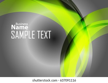Green abstract template for card or banner. Metal Background with waves and reflections. Business background, silver, illustration. Illustration of abstract background with a metallic element